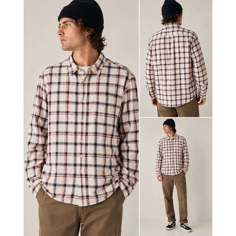 Burton Snowboards DryRide Flannel Shirt Men’s XL Plaid Red Blue White Button Up